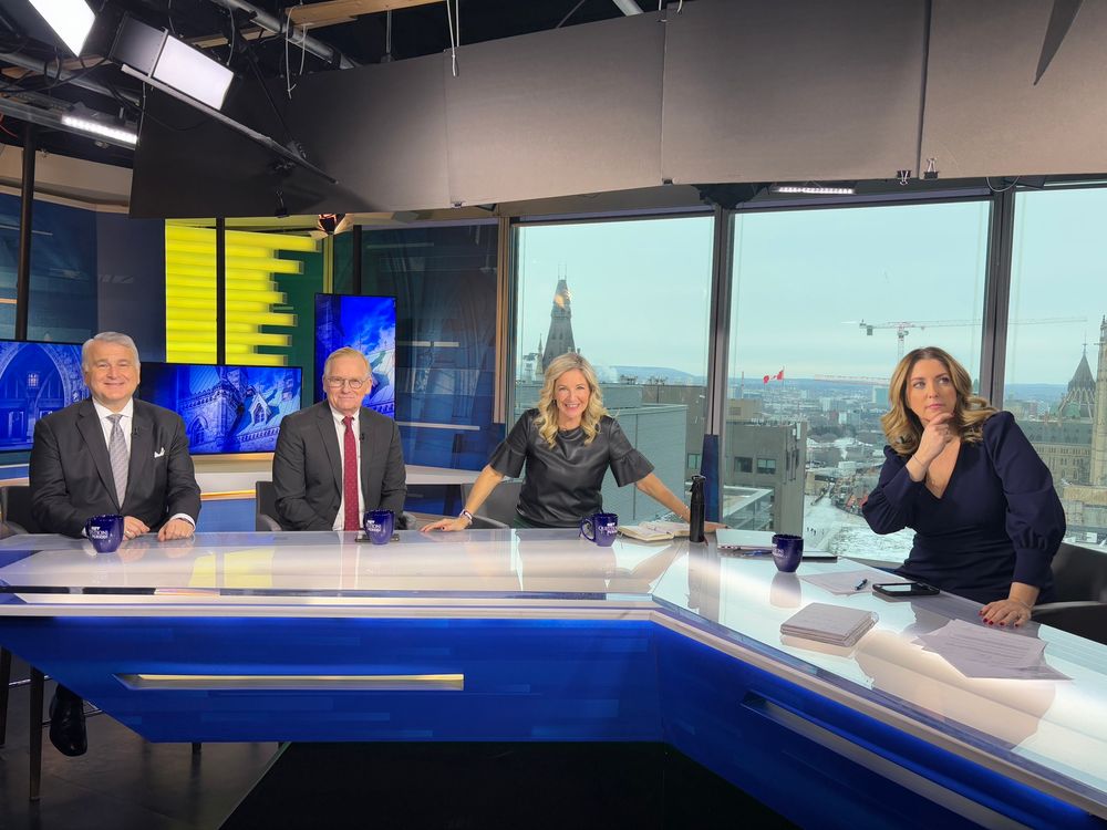 On set with host of QP Vassy Kapelos, pollster Nik Nanos and journalist Robert Fife