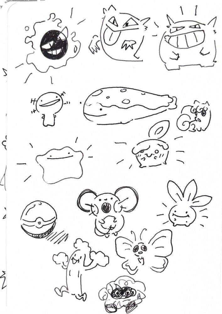 Random pokemon notebook doodles drawn by memory 