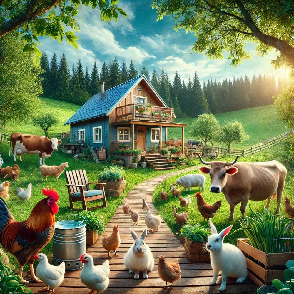 Off-grid homestead livestock.