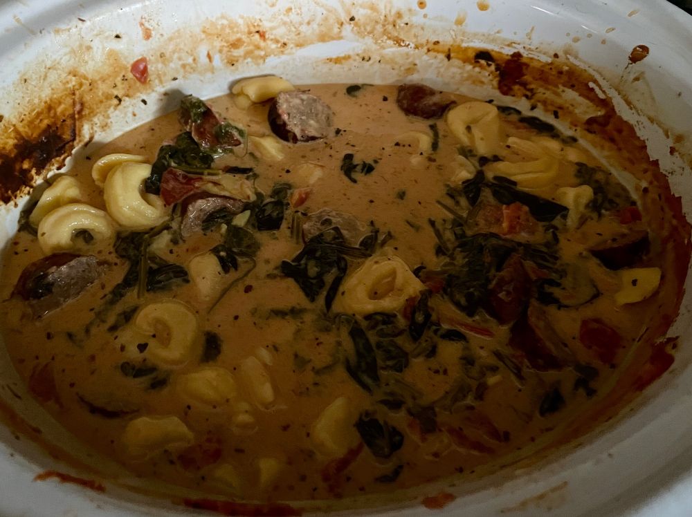 Tortellini with sweet Italian sausage, soup or stew, whichever you prefer