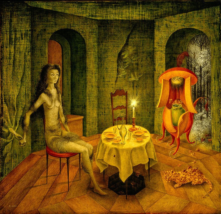  Unexpected Visit (The Visitor) / Visita Inesperada (El Visitante) (1958) by Remedios Varo (1908 - 1963)