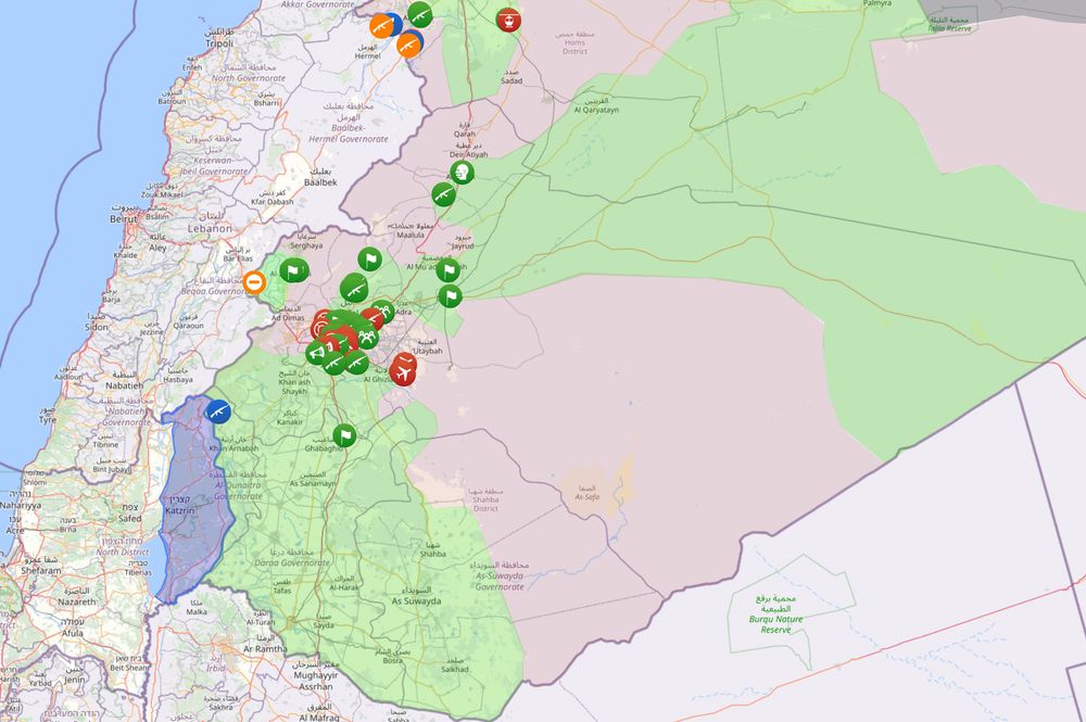 Screenshot of liveuamap.com showing no territory under control of SAA at this time. 