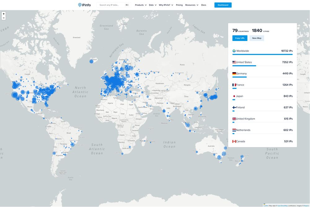 A world map showing geographical locations of fediverse instances. The USA and Europe are very densely represented, and there are quite a few servers in East Asia (largely Japan and Korea), and some in Southeast Asia and Oceania. There are also a few in Africa and South America.