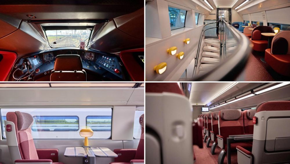 Bilder aus dem Cockpit, dem Bordbistro und dem Sitzbereich des TGVs