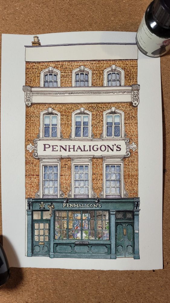Spent the day finishing up with this shop front illustration. 
#illustration #buildingillustration #penhaligons #shopfrontpainting #watercolour