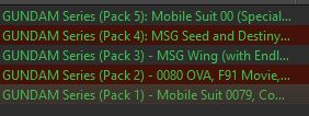 Cinco downloads de Torrent de pacotes dos animes de Gundam.