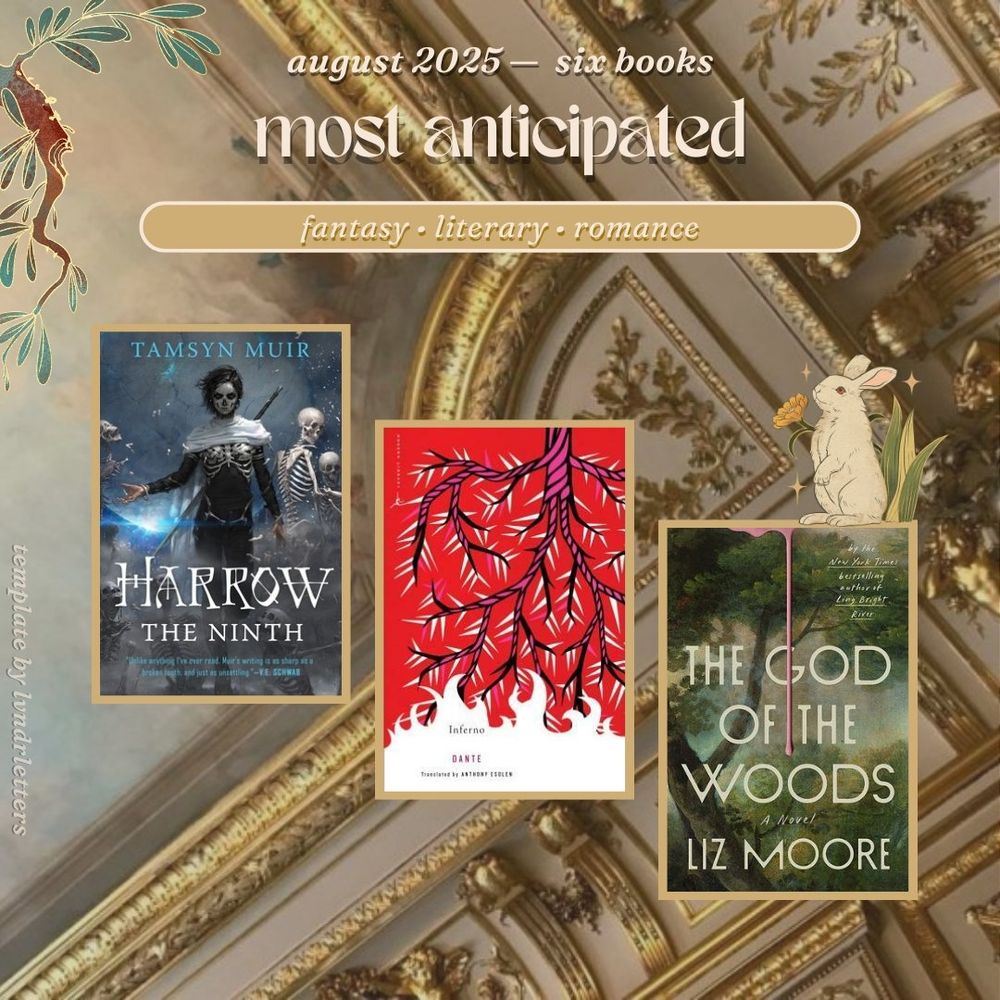 most anticipated

harrow the ninth by tamsyn muir
inferno by dante alighieri (john ciardi translation)
the god of the woods by liz moore