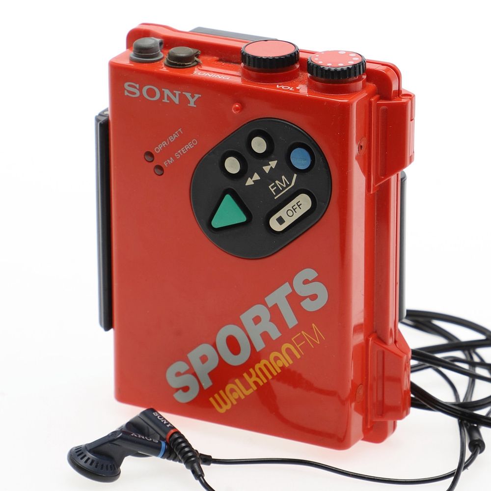 a red sports walkman fm