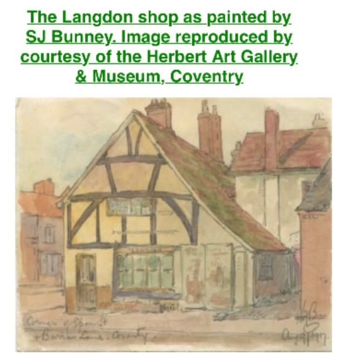 Drawing by S J Bunney, 1917 shows the original wattle and daub frontage and sloping roof to the right hand side of the building.
