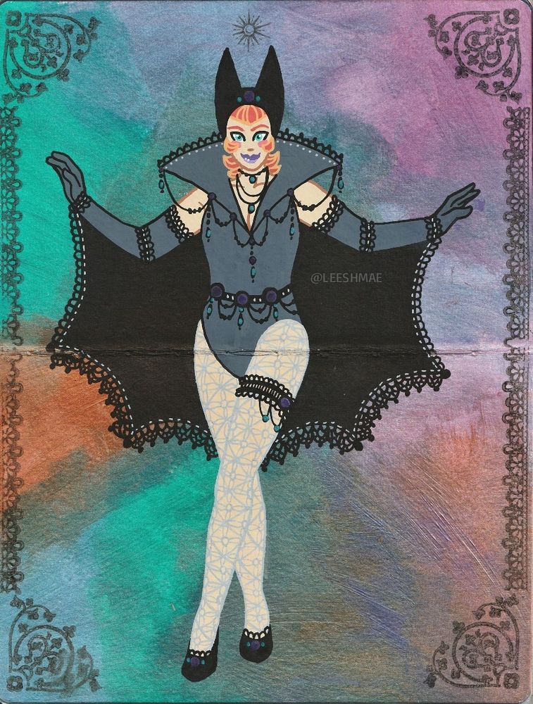 A fancy person dressed up as a sexy bat