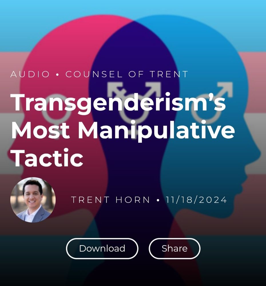 A podcast thumbnail that reads "Transgenderism's most manipulative tactic"