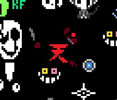 One of the various "voids" in WPlace, with Gaster and "FRIEND" from Deltarune. In the center is Akuma from Street Fighter's heaven kanji in bright red, on the back of Kris from Deltarune holding the knife from the end of Chapter 1.