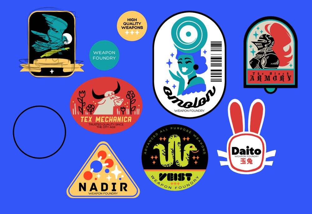 vintage fruit label stickers inspired stickers of d2 weapon foundries