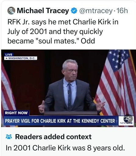 Photo of RFK jr stating he met Charlie Kirk when he was 8