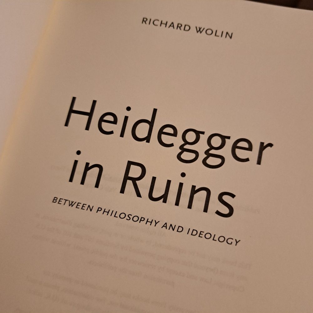 The title page of Richard Wolin's 'Heidegger in Ruins: Between Philosophy and Ideology"