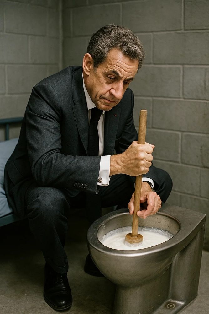 Sarkozy fait du yaourt dans la cuvette de toilette d'une cellule de prison