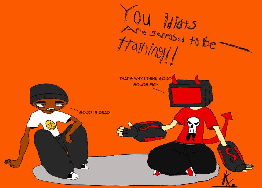 Derek (Tv Head) and Xavier (guy in beanie) talking to eachother abt power scaling.