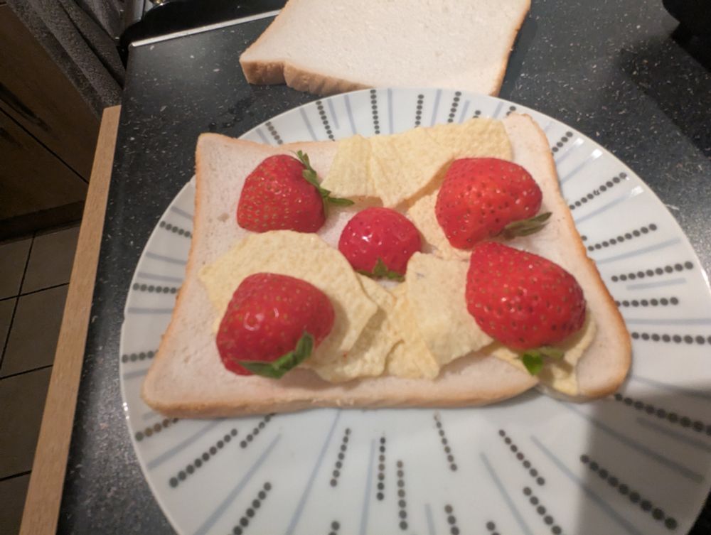 A strawberry and crisp sandwich 