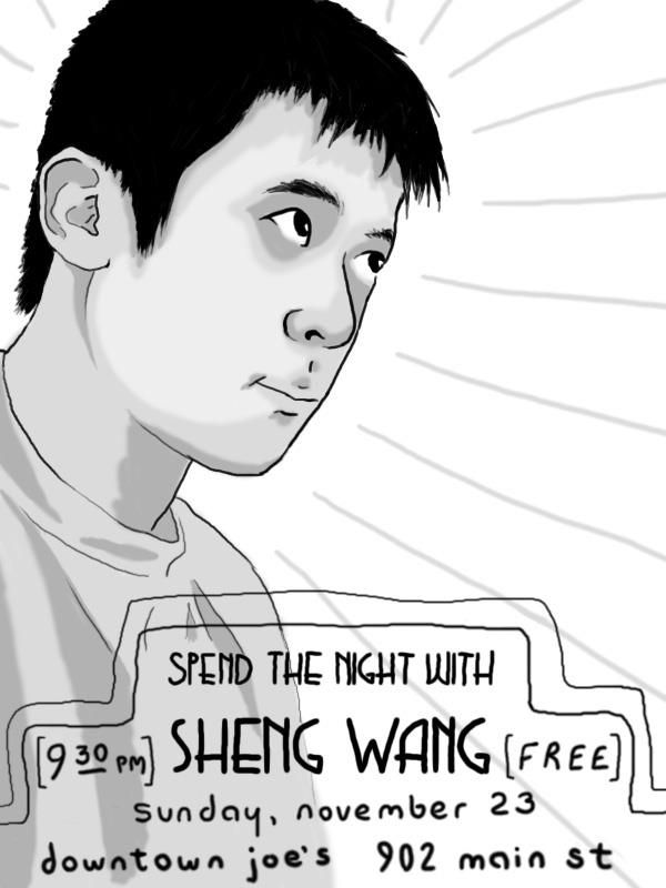 Flyer for a comedy show, "spend the night with Sheng Wang" 