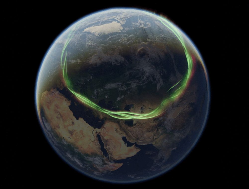 Auroral oval over earth