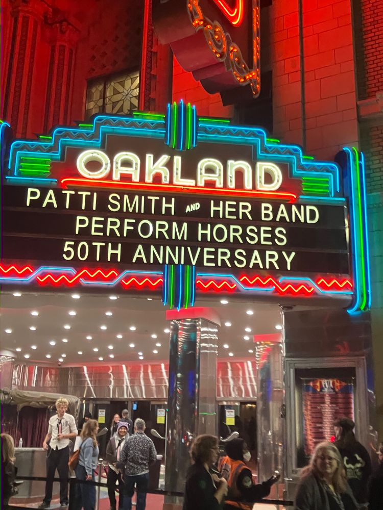 Patti Smith and Her Band
Neonlit marquee 
Tonight’s Show