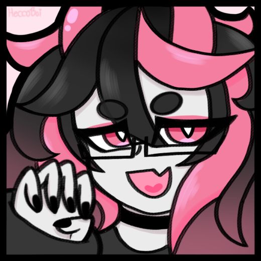 A drawn closeup of the Vtuber Andou with their hand up in a "rawr" pose and smiling