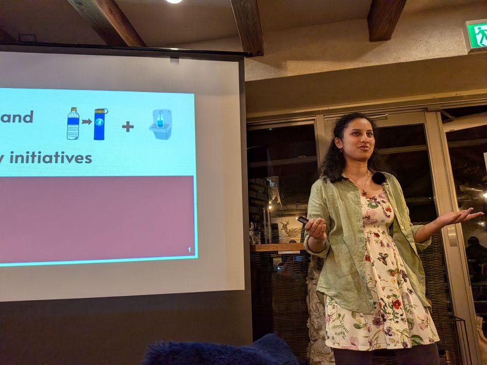 Mahi and part of her title slide