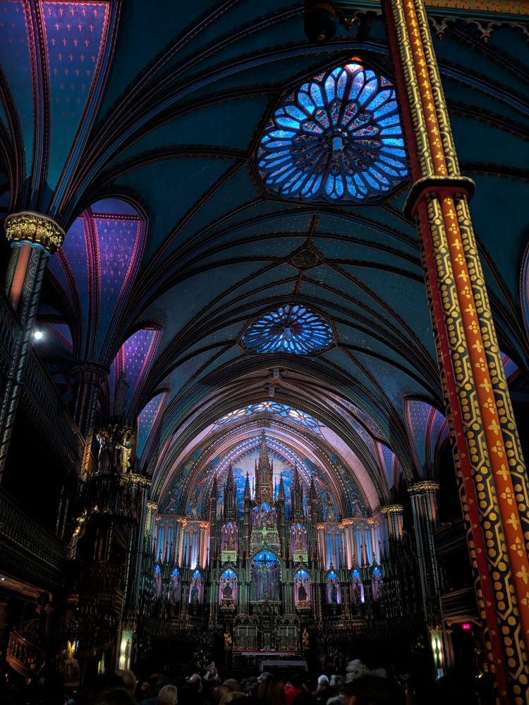 Dramatic lighting on the nave