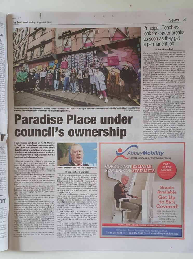 So this is paradise in Cork city ...
10 years on derelicts site register, 6 years since its partial collapse & now the waiting game until refurbishment (note: homes cpo'd in 2018 are still not back in use)
Lads, we might need to raise our expectations a bit 
#DerelictIreland 