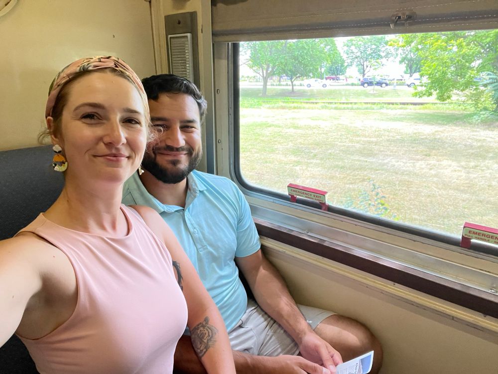 Michaela and Me in a selfie in our coach lounge