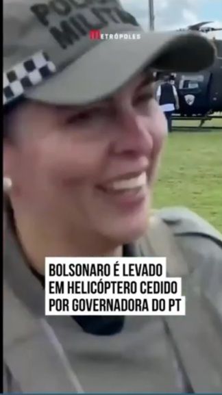 Bolsonaro sendo levado em helicoptero cedido pela governadora do pt, Fátima