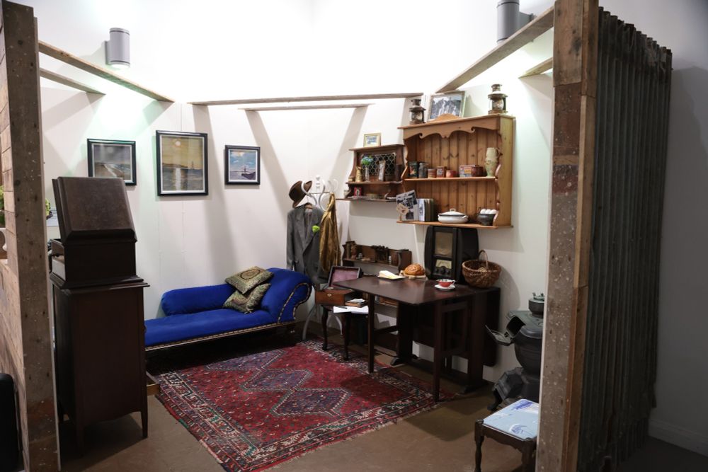 the interior of David Strain's country hut - part of an exhibition at the Ulster Museum
