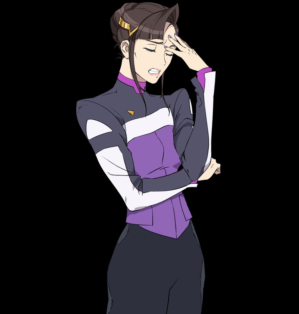 Hanako looking vexed with her hand on her forehead like she has a headache