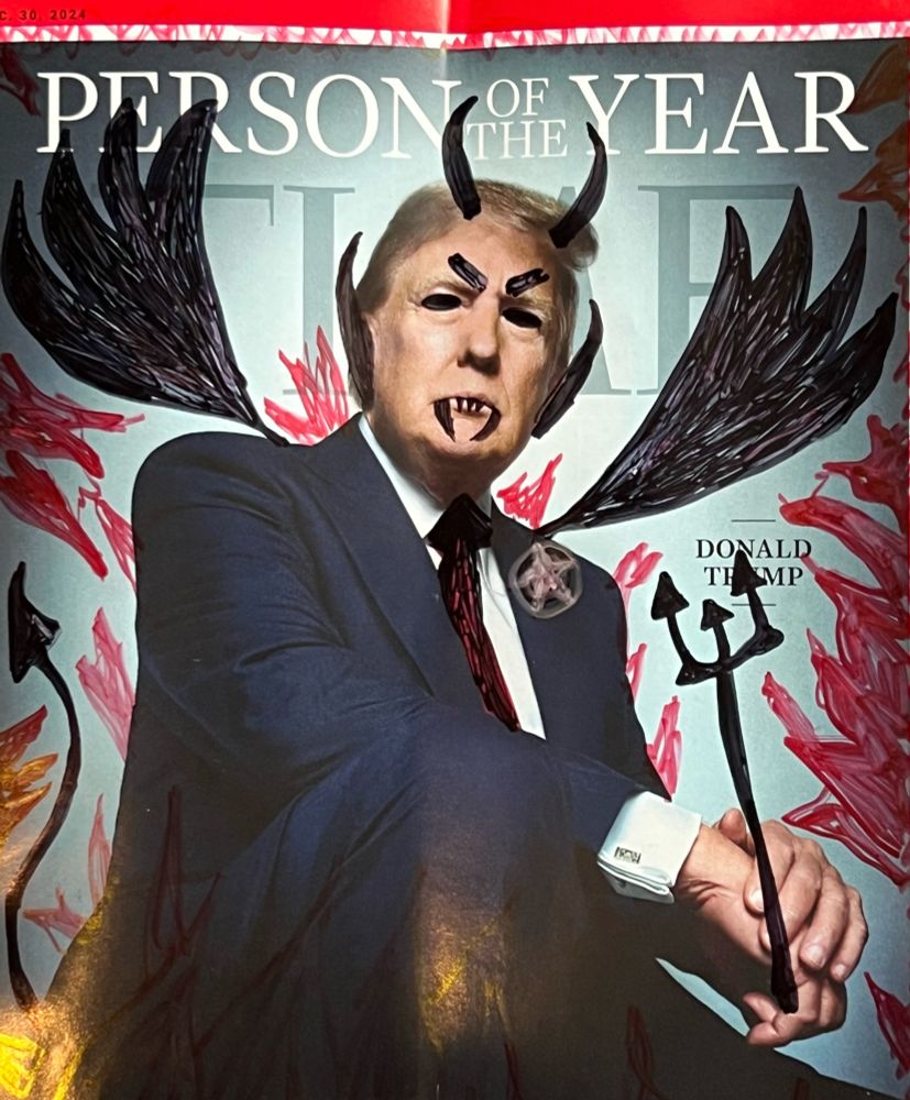 Time cover of Trump altered to reflect his true evil nature.