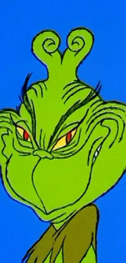 The Grinch displaying a dastardly smile. 