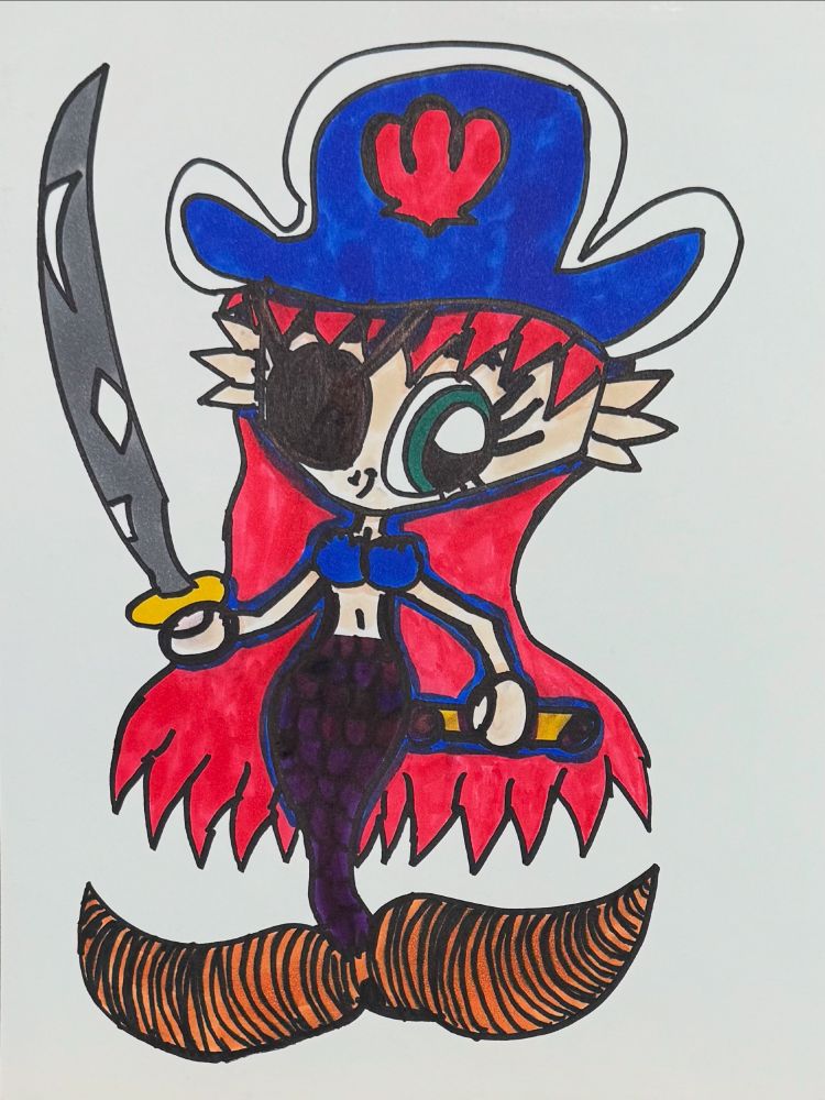 Artwork of a pirate mermaid.