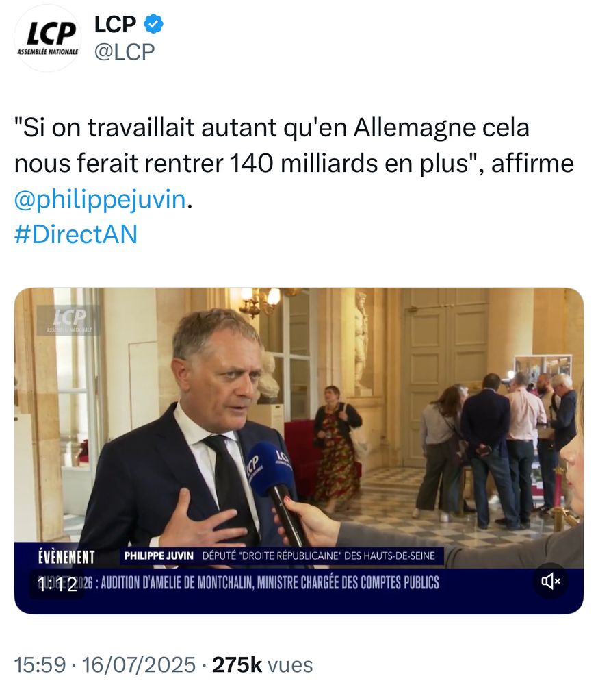 Un député LR affirme que les Français travaillent moins que les Allemands 