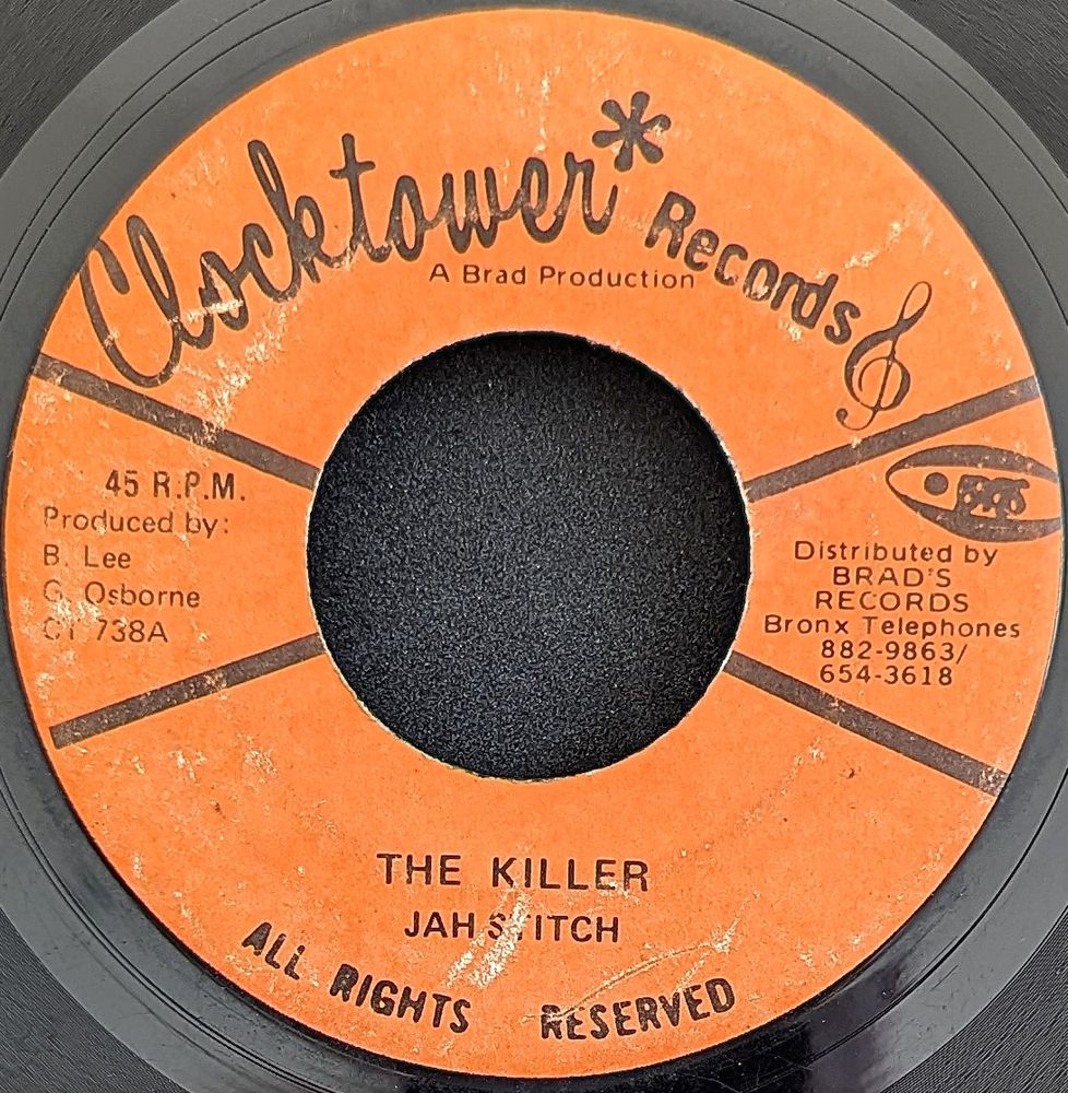7" of Jah Stitch - The Killer on Clocktower label. Released in 1975. Produced by Bunny Lee.