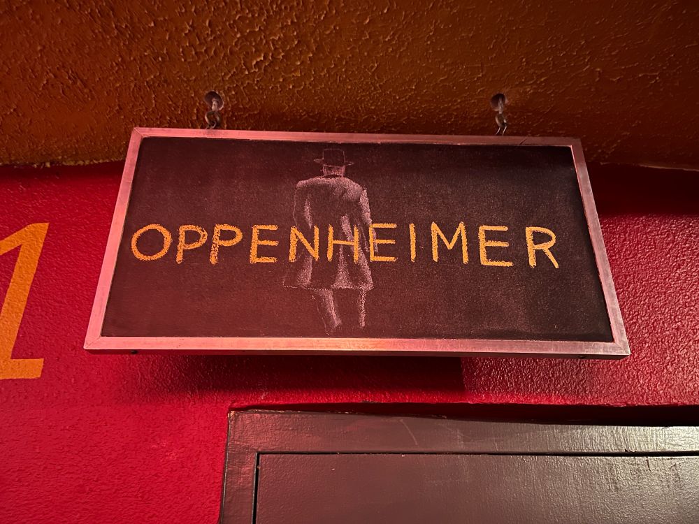 Oppenheimer movie sign in chalk art
