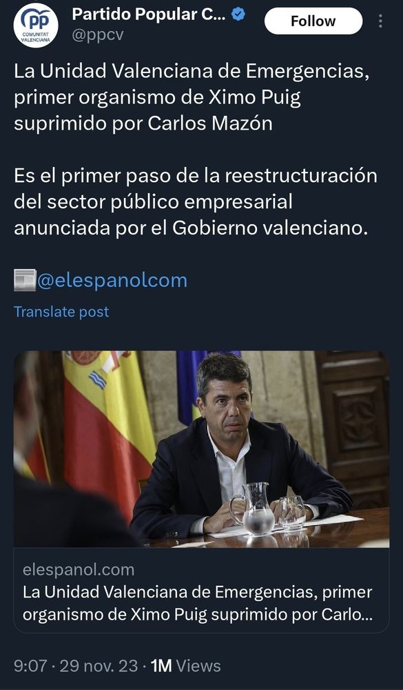 La Unidad Valenciana de Emergencias, primer organismo de Ximo Puig suprimido por Carlos Mazón.