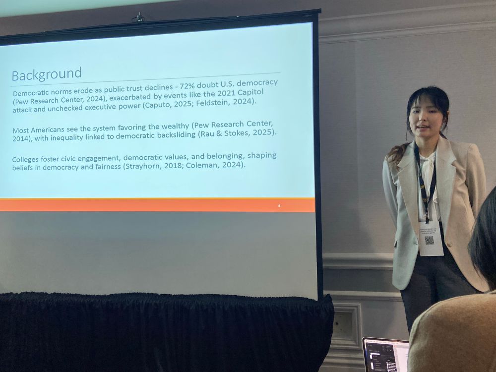 Woman giving a conference presentation