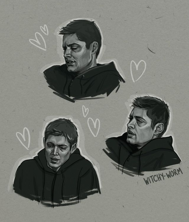 Three Sketches of Dean Winchester from the episode Faith