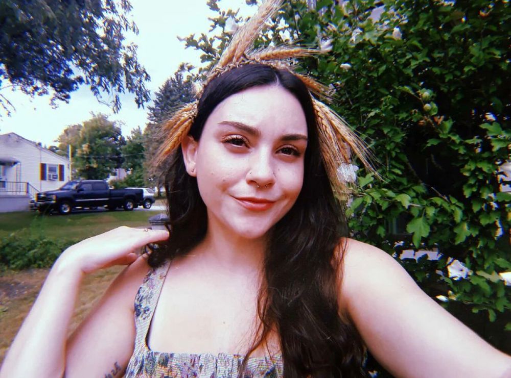 Selfie. I’m wearing a wheat headband I made