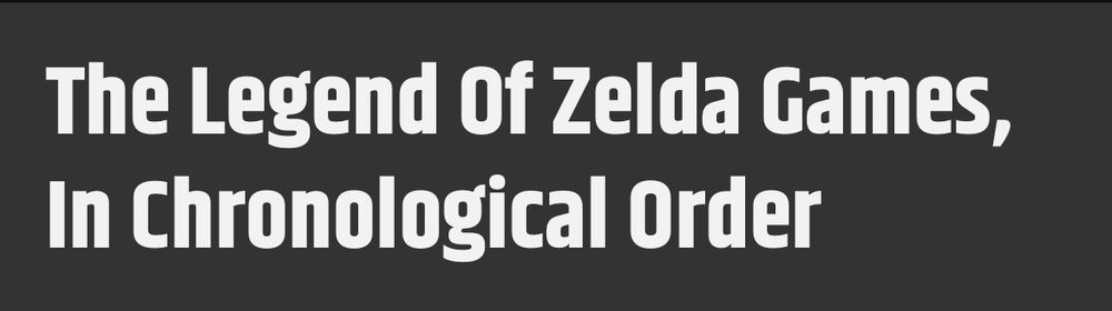 Gaming website headline reading “The Legend Of Zelda Games, In Chronological Order”