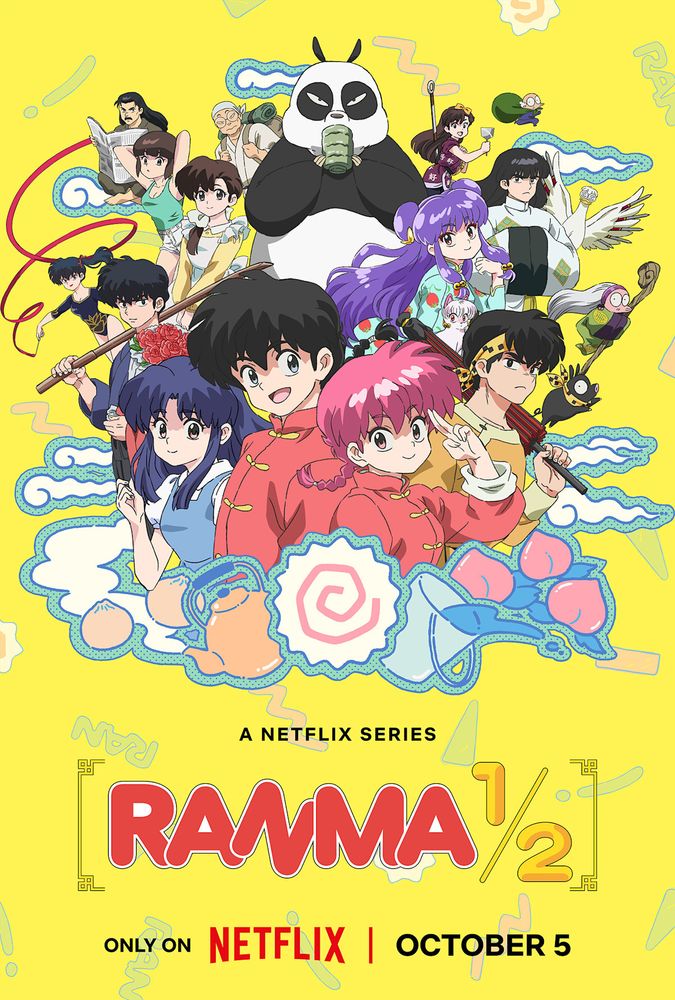 Key art for Ranma 1/2 (2024) showing the characters and advertised as "Only on Netflix October 5"