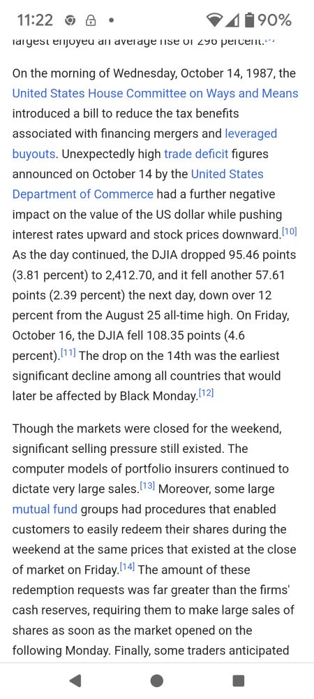 Screenshot info about 1987 stock crash 