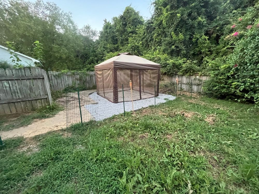 Currently when I’ve put the gravel down and the canopy up