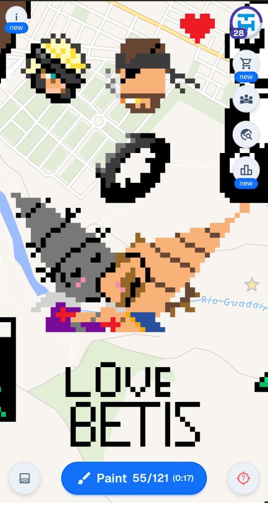 Wplace screenshort with a pixelart or Crisanta and Penitent One kissing.
