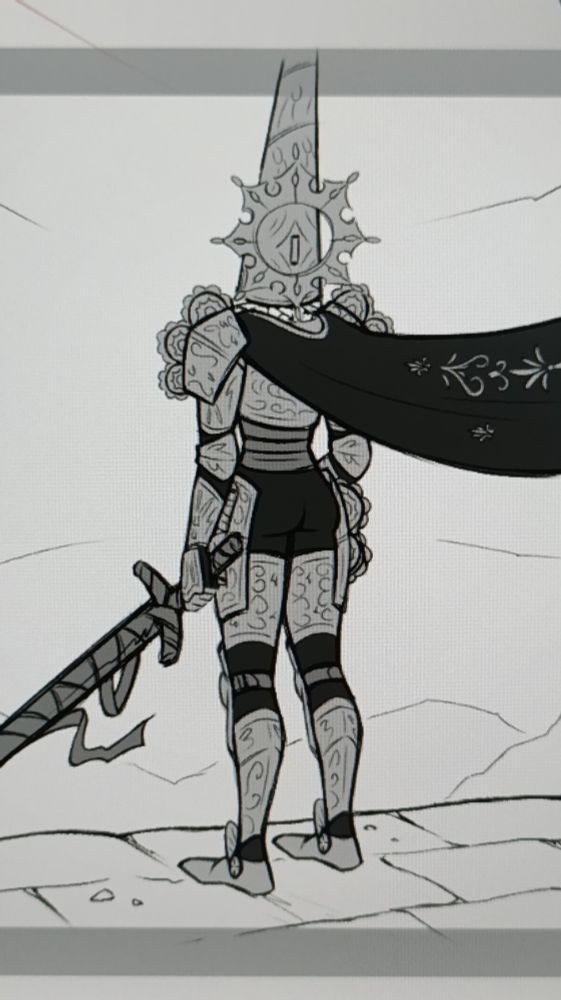 Drawing of Crisanta's back looking at the horizon.