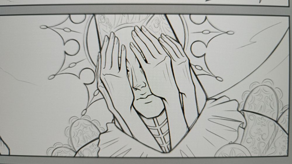 Lineart of Crisanta's portrait.